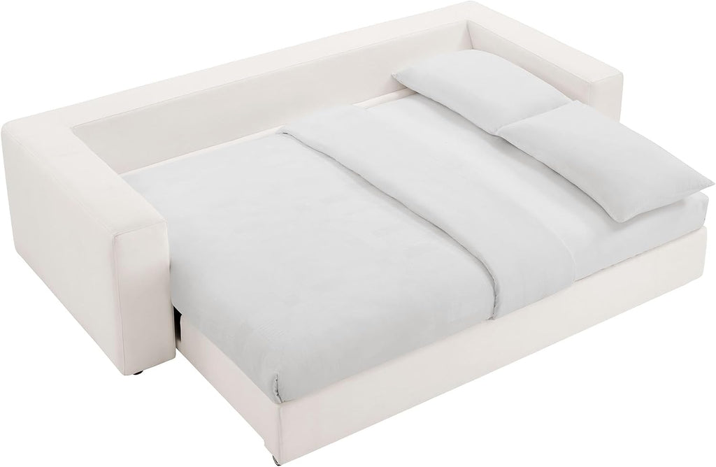 Modway Commix Down Filled Fabric Sleeper Sofa in Pure White