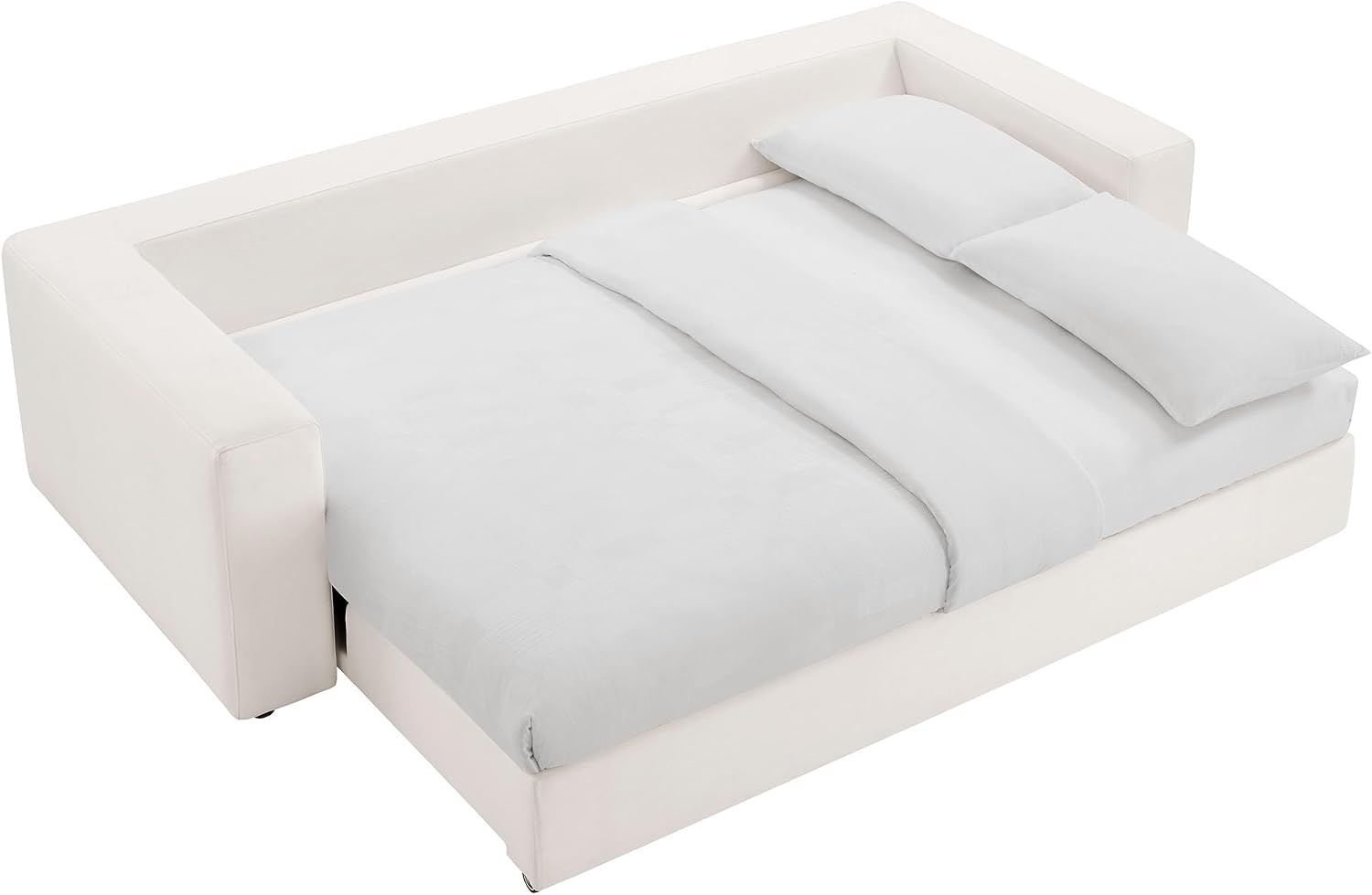 Modway Commix Down Filled Fabric Sleeper Sofa in Pure White