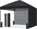 ABCCANOPY Easy Pop up Canopy Tent with 2 Sidewalls for Outdoor Sun Blocking or Rain Protection, 8x8, Black