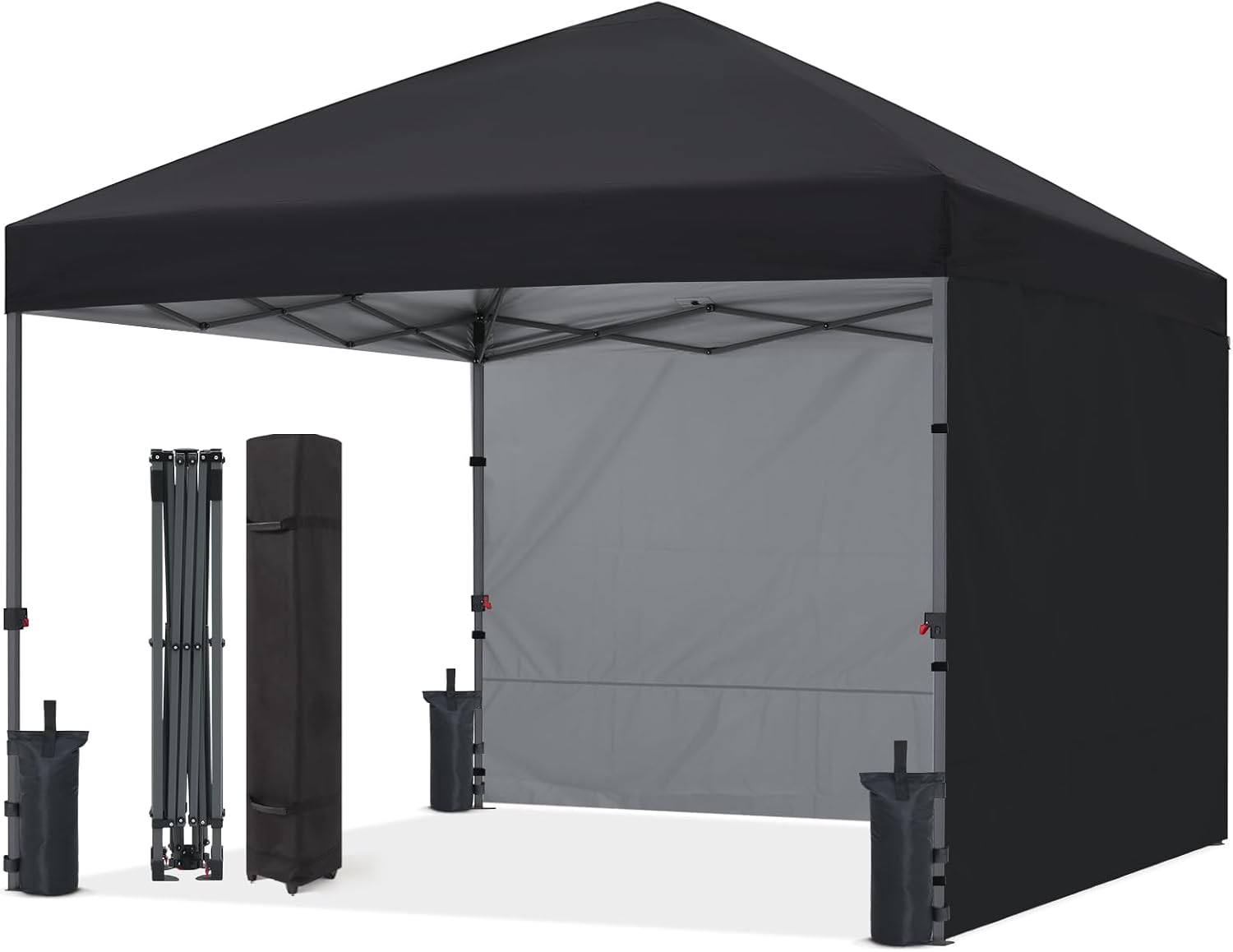 ABCCANOPY Easy Pop up Canopy Tent with 2 Sidewalls for Outdoor Sun Blocking or Rain Protection, 8x8, Black