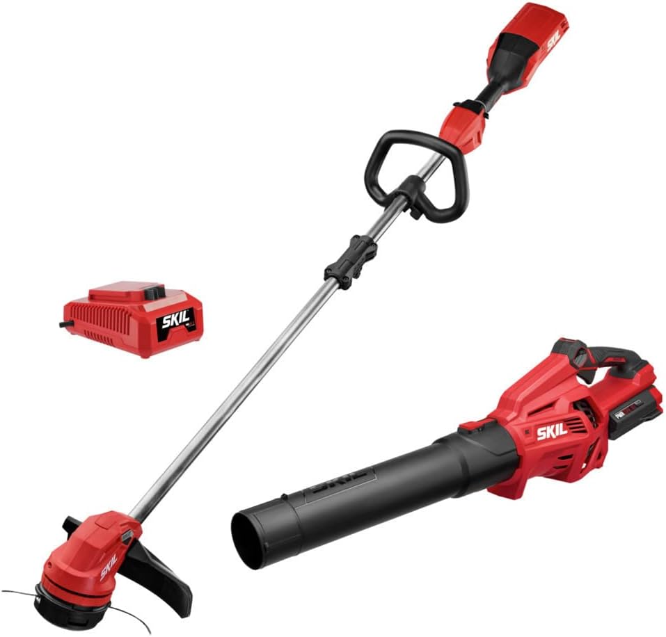 SKIL PWR CORE 40 Brushless 40V 14-Inch String Trimmer and Leaf Blower Combo Kit, Includes 2.5Ah Battery and Charger -CB7478C-11
