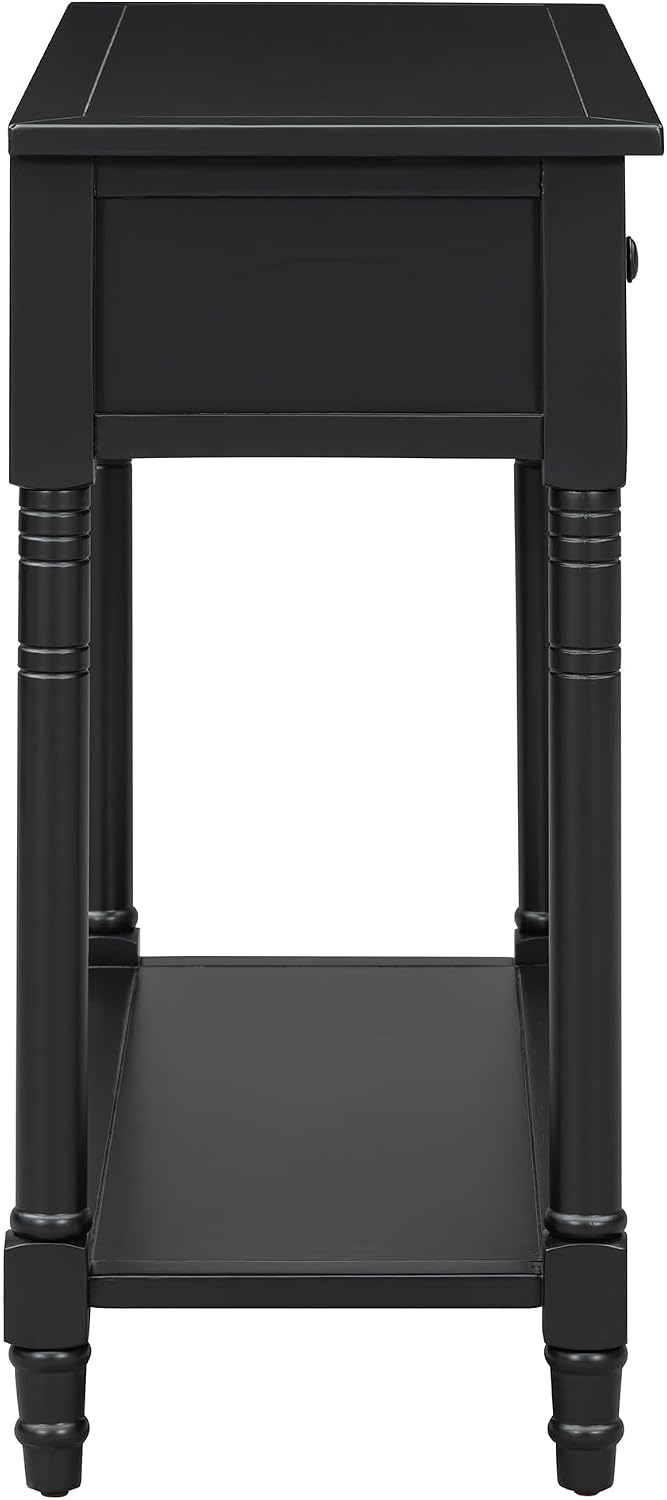 Knocbel Antique Entry Console Table with 2 Drawers & Bottom Open Shelf, Wood Sofa Tables for Entryway Hallway Living Room, 35.34' W x 13.8' D x 30.25' H, Black