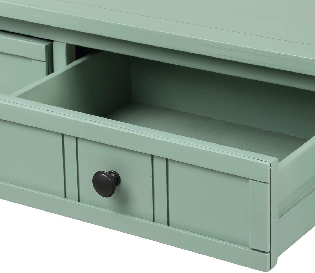 Knocbel Antique Entry Console Table with Drawers & Bottom Open Shelf, Wood Sofa Tables for Entryway Hallway Living Room, 35.43' W x 13.8' D x 30.25' H, Retro Blue
