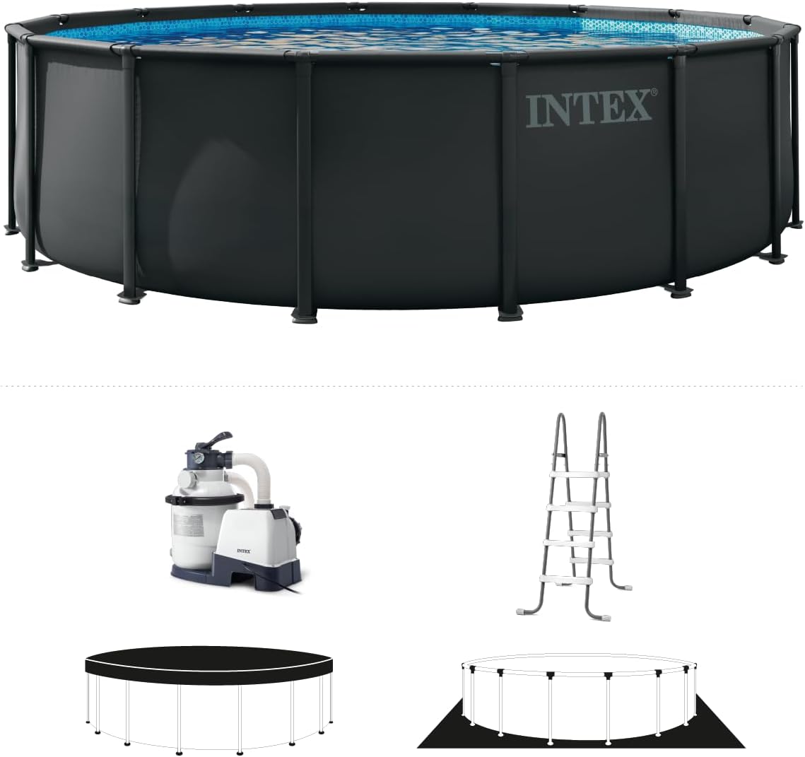 INTEX 26333EP 20ft X 48in Ultra XTR Frame Deluxe Above Ground Swimming Pool Set with 2100 GPH Sand Filter Pump, Removable Ladder, Ground Cloth, Pool Cover, SuperTough, Puncture and Rust Resistant