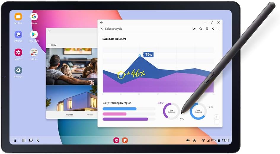 SAMSUNG Galaxy Tab S6 Lite 10.4' 64GB Android Tablet w/Long Lasting Battery, S Pen Included, Slim Metal Design, AKG Dual Speakers, US Version, Chiffon Rose (Renewed)