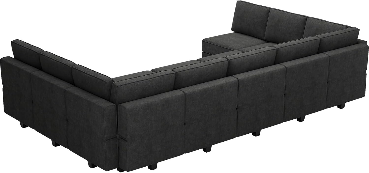 Belffin Large Modualr Sectional Sleeper Sofa Bed Oversized U Shaped Sectional Couch Set with Storage. Black Couch