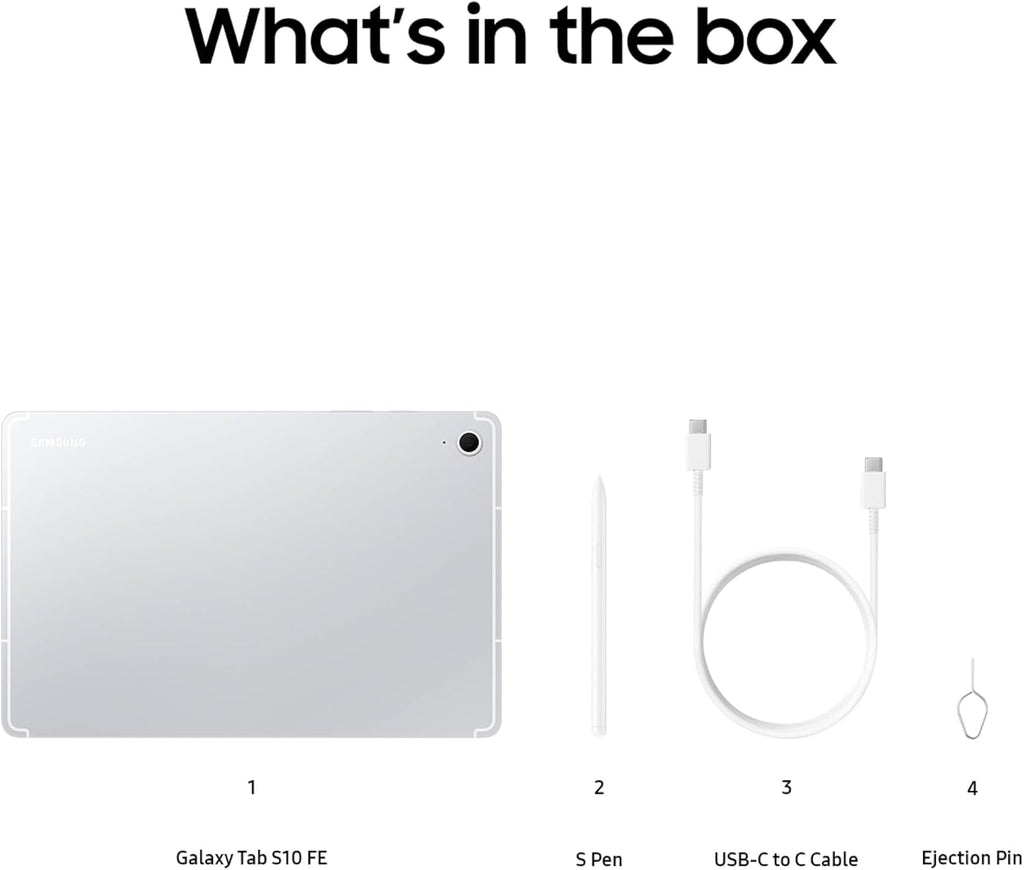Samsung Galaxy Tab S10 FE 128GB WiFi Android Tablet, Large Display, Long Battery Life, Exynos 1580 Processor, IP68 Water-Resistant, 90 Hz Refresh, S Pen for Note-Taking, US Version, Silver