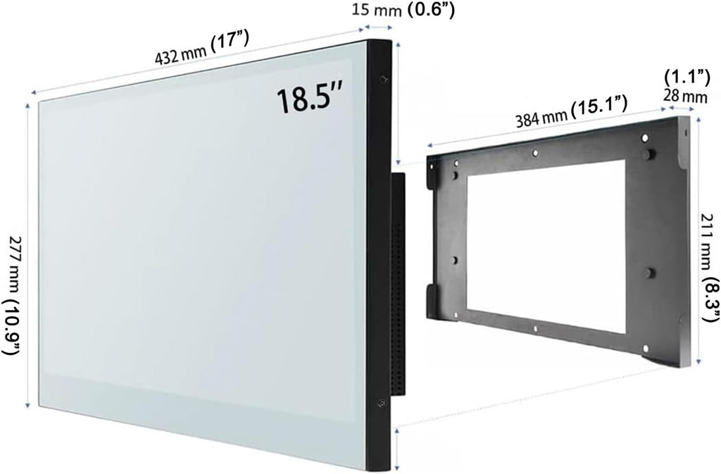 18.5 inch Smart Mirror TV for Bathroom,Waterproof TV ATSC Tunner Android 11.0 for Hotel/Kitchen,Built-in Speakers,Wi-fi & Bluetooth,M185-0BLS110,Model 2026