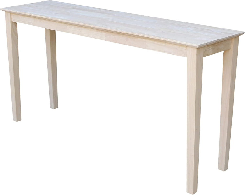 International Concepts Shaker Console Table, 60-Inch Long, Solid Parawood, Unfinished