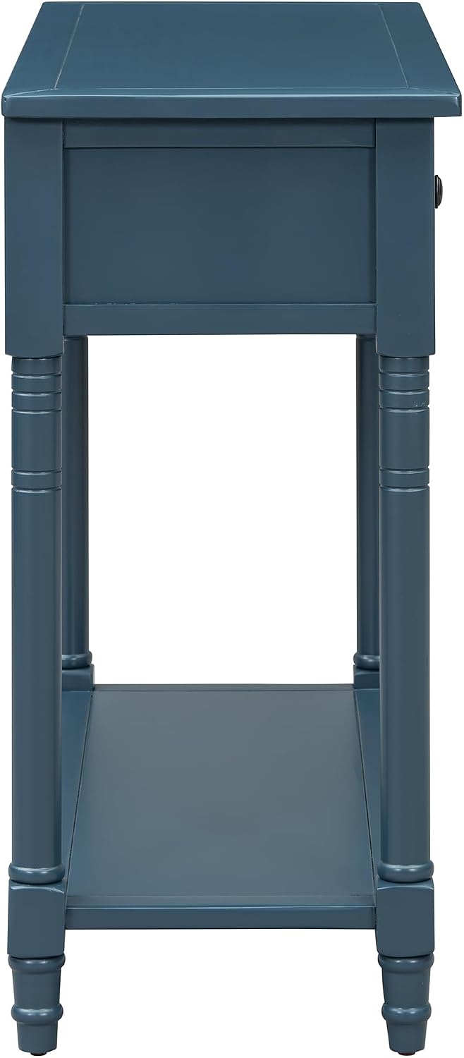 Knocbel Antique Entry Console Table with 2 Drawers & Bottom Open Shelf, Wood Sofa Tables for Entryway Hallway Living Room, 35.34' W x 13.8' D x 30.25' H, Dark Navy