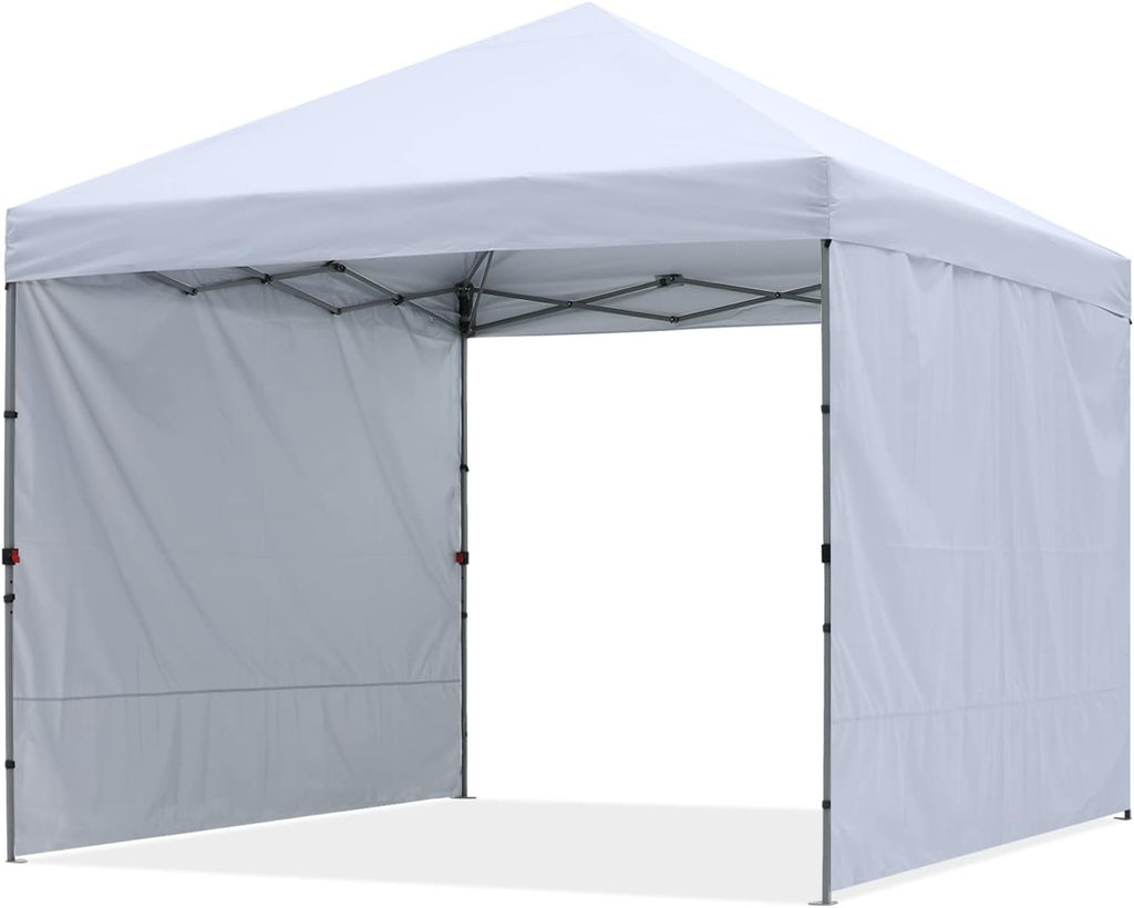 ABCCANOPY Easy Pop up Canopy Tent with 2 Sidewalls for Outdoor Sun Blocking or Rain Protection, 8x8, White