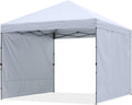 ABCCANOPY Easy Pop up Canopy Tent with 2 Sidewalls for Outdoor Sun Blocking or Rain Protection, 8x8, White