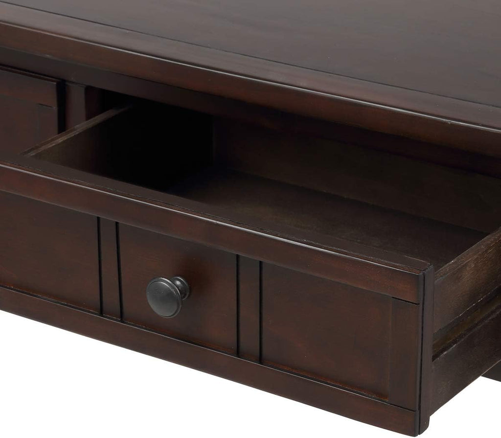 Knocbel 35.5 Inch Antique Entry Console Table with Drawers & Bottom Open Shelf, Solid Wood Sofa Couch Table for Entryway Hallway Living Room (Espresso)