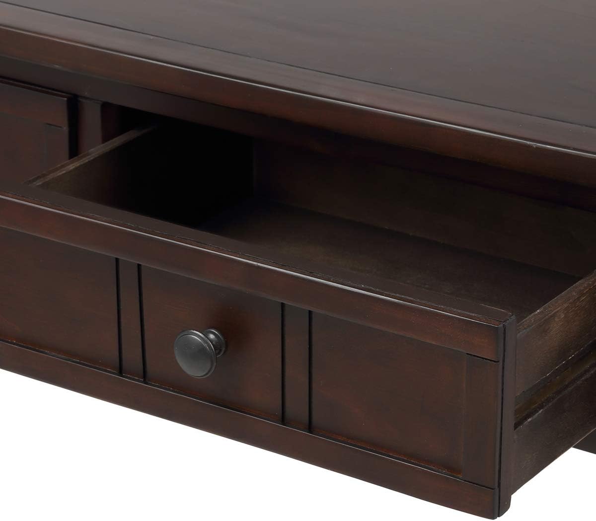 Knocbel 35.5 Inch Antique Entry Console Table with Drawers & Bottom Open Shelf, Solid Wood Sofa Couch Table for Entryway Hallway Living Room (Espresso)