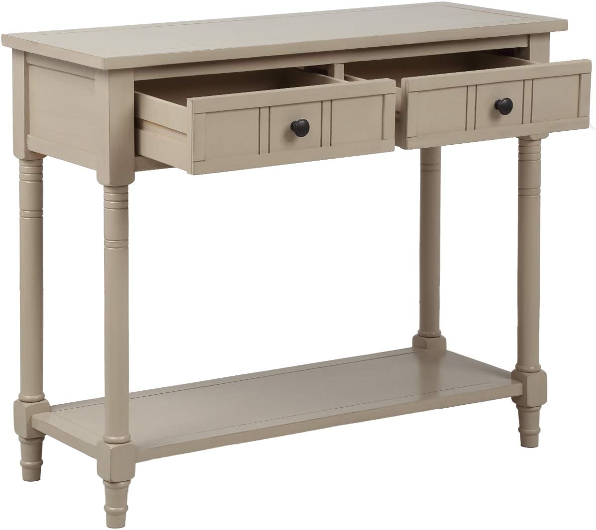 Knocbel 35.5 Inch Antique Entry Console Table with Drawers & Bottom Open Shelf, Solid Wood Sofa Couch Table for Entryway Hallway Living Room (Retro Grey)