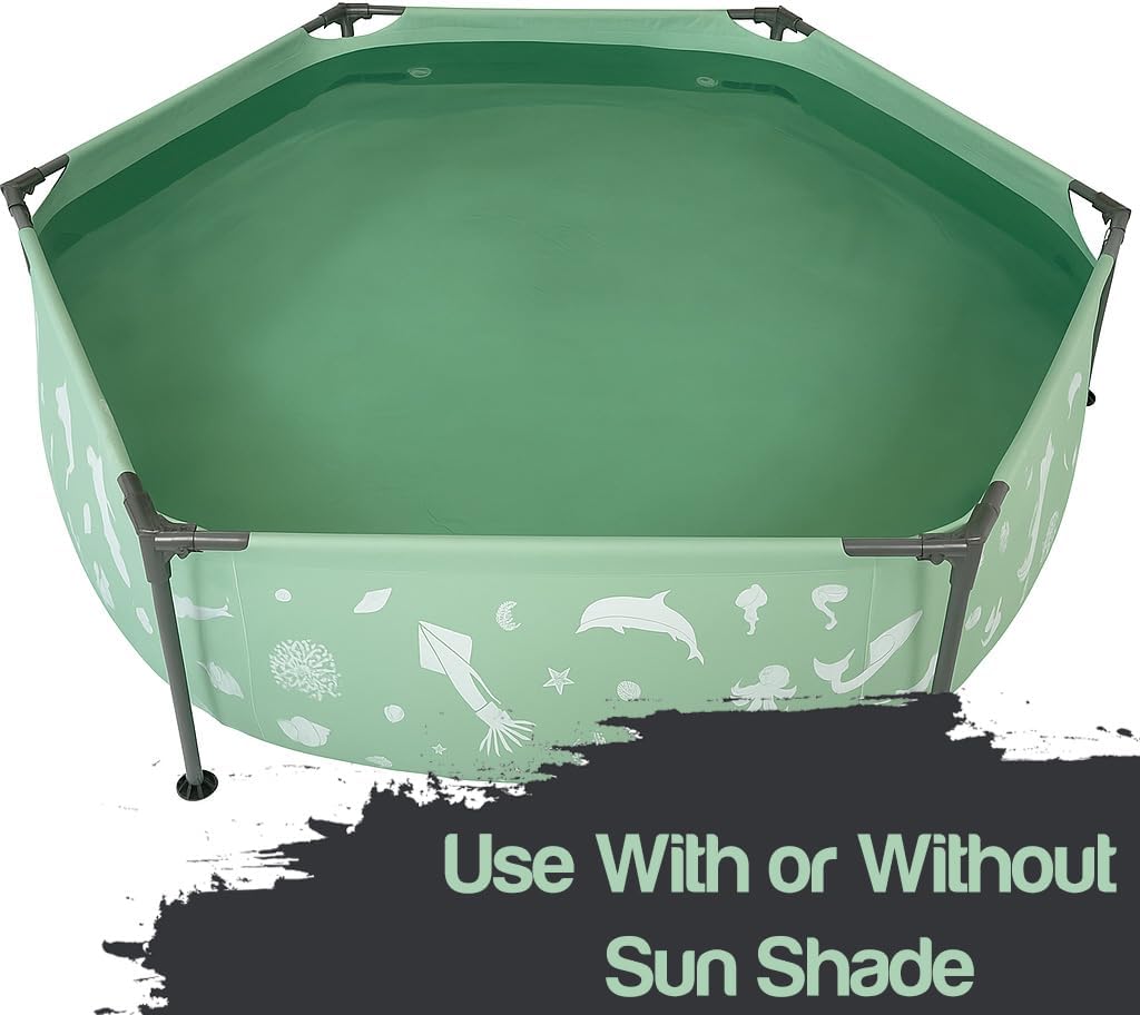 Lark 8' x 20' Metal Frame Pool with Canopy - UV Resistant Sunshade Canopy, Sprinkler Shower with Adjustable Mist Settings, Easy Installation - Perfect Pool for Summer Fun