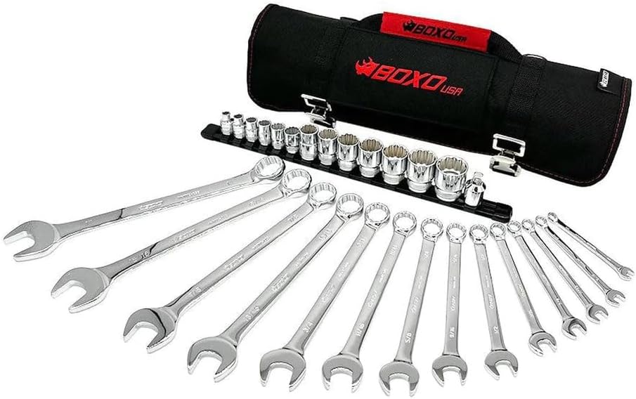 SR1 Performance Boxo USA 28 Piece SAE Tool Roll - Compact Tool Kit Pairs with BoxoUSA or KOH Tool Bag