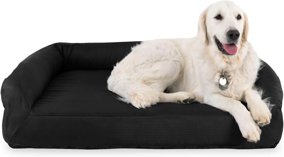 K9 Ballistics Tough Bolster Orthopedic Sofa Dog Bed with Removable Washable Cover - Durable, Water Resistant with Nonskid Bottom - Large, Taupe Premium Finish
