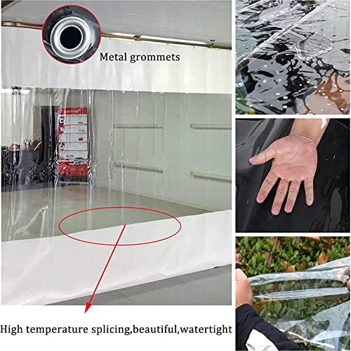 PVC Door Curtain Clear Tarp Curtains with Zip Door Waterproof Transparent Side Panels for Outdoor Pergola Gazebo Porch PVC Tarpaulin with Grommets (460x220cm(1.1 * 7.2ft))