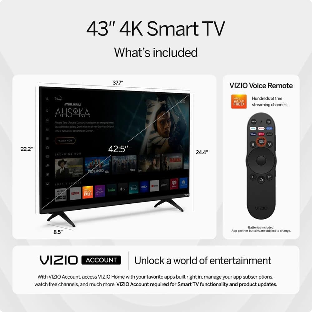 Vizio 65-Inch 4K UHD LED Smart TV Bundle - Dolby Vision, HDR10+, VRR, Bluetooth, Alexa Compatible, Voice Remote with UAX HDMI Cable, 12-Month CPS Protection.