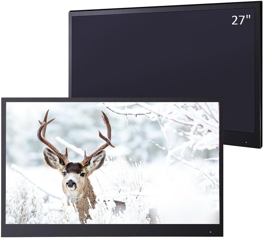 27inch Smart Black TV for Bathroom,Waterproof TV ATSC Tunner Android 11.0 for Hotel/Kitchen,Built-in Speakers,Wi-fi and Bluetooth,B27,Model 2026