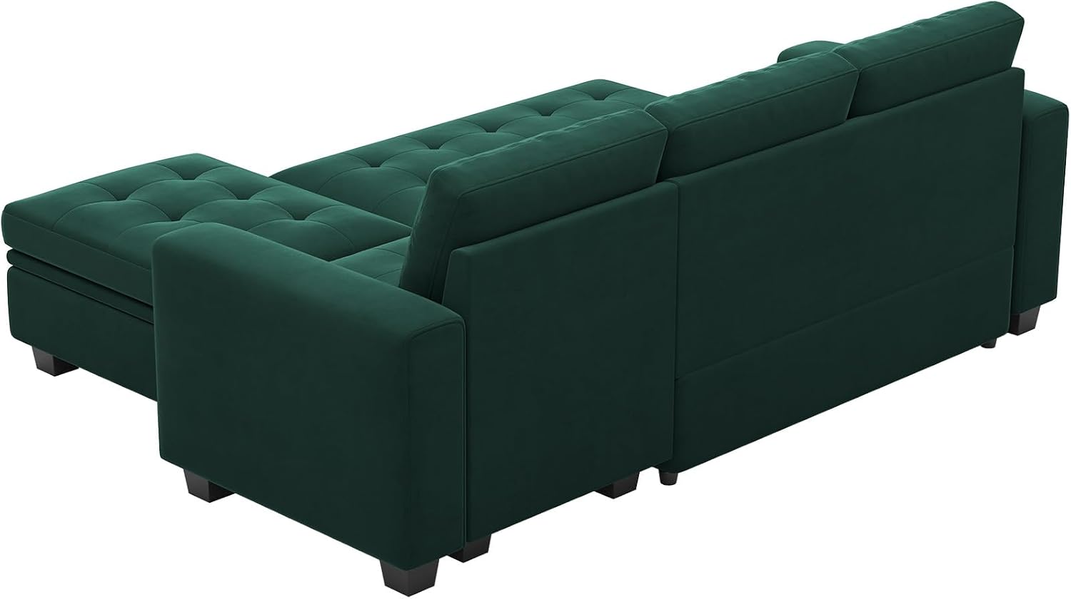 Belffin Sectional Sleeper Sofa with Pull Out Couch Bed Modular Sectional Sofa with Storage Velvet L Shaped Couch Sleeper Bed Green