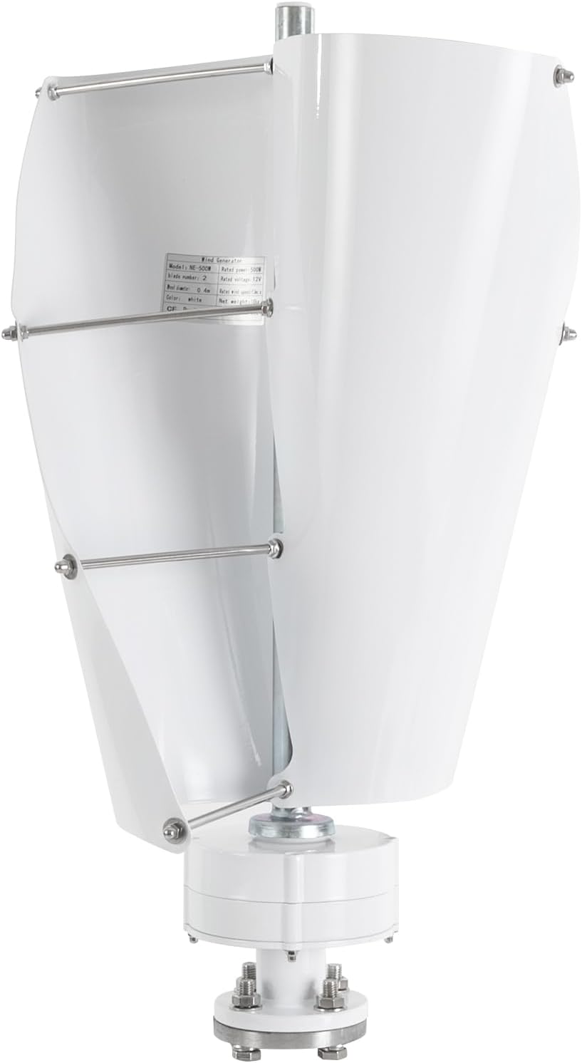 100W Wind Turbine, 12V Vertical Axis Wind Driven Generator with 2 Blades and Permanent Magnet Generator for Boats, Terrace, Marine, Motor Home, Chalet (100W,White)