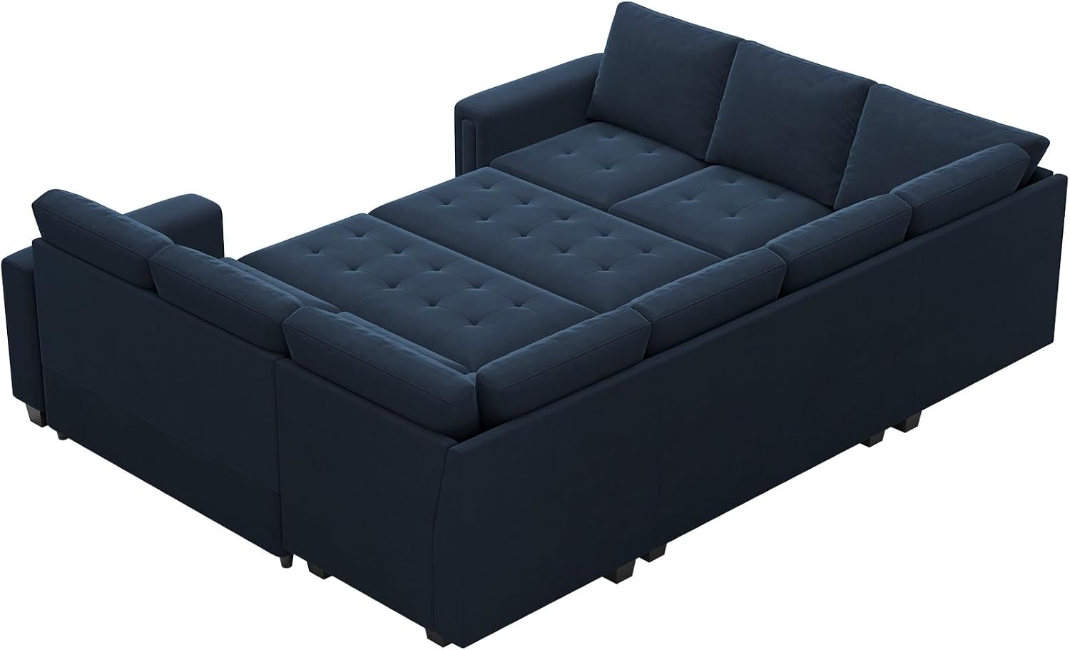 Belffin Modular Sectional Sleeper Sofa with Pull Out Couch Bed Oversized U Shaped Sectional Couches for Living Room Velvet Modular Sleeper Sofa Bed Blue