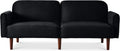 Best Choice Products 77' Mid Century Modern Velvet Loveseat Sofa, Couch, Convertible Sofa Sleeper Bed w/Real Wood, Removable Armrest - Onyx Black