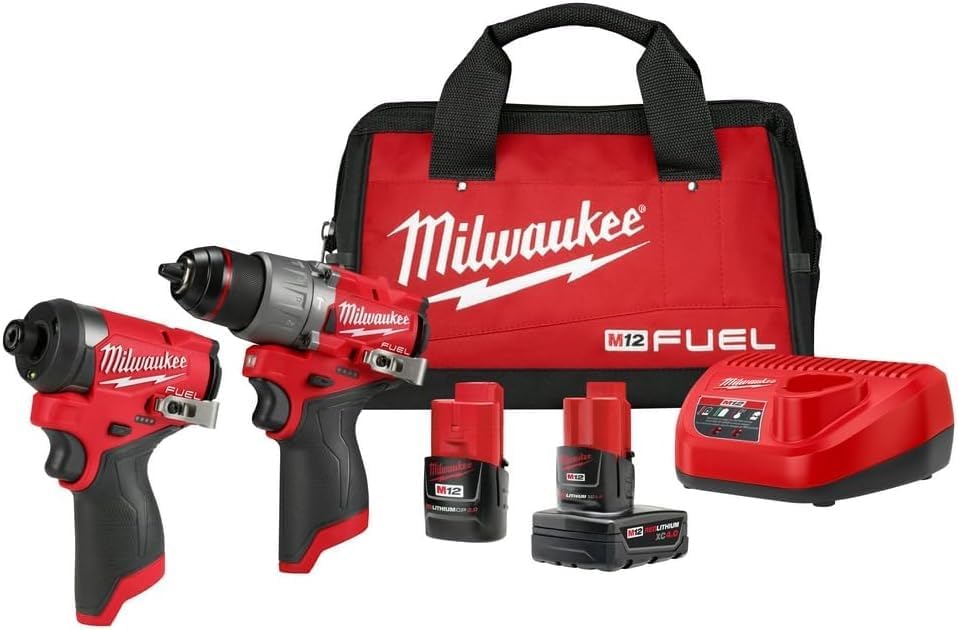 Milwaukee Electric Tools 2596-22 M12 Fuel 2Pc Kit - 1/2' Drill & 1/4' Hex Impact