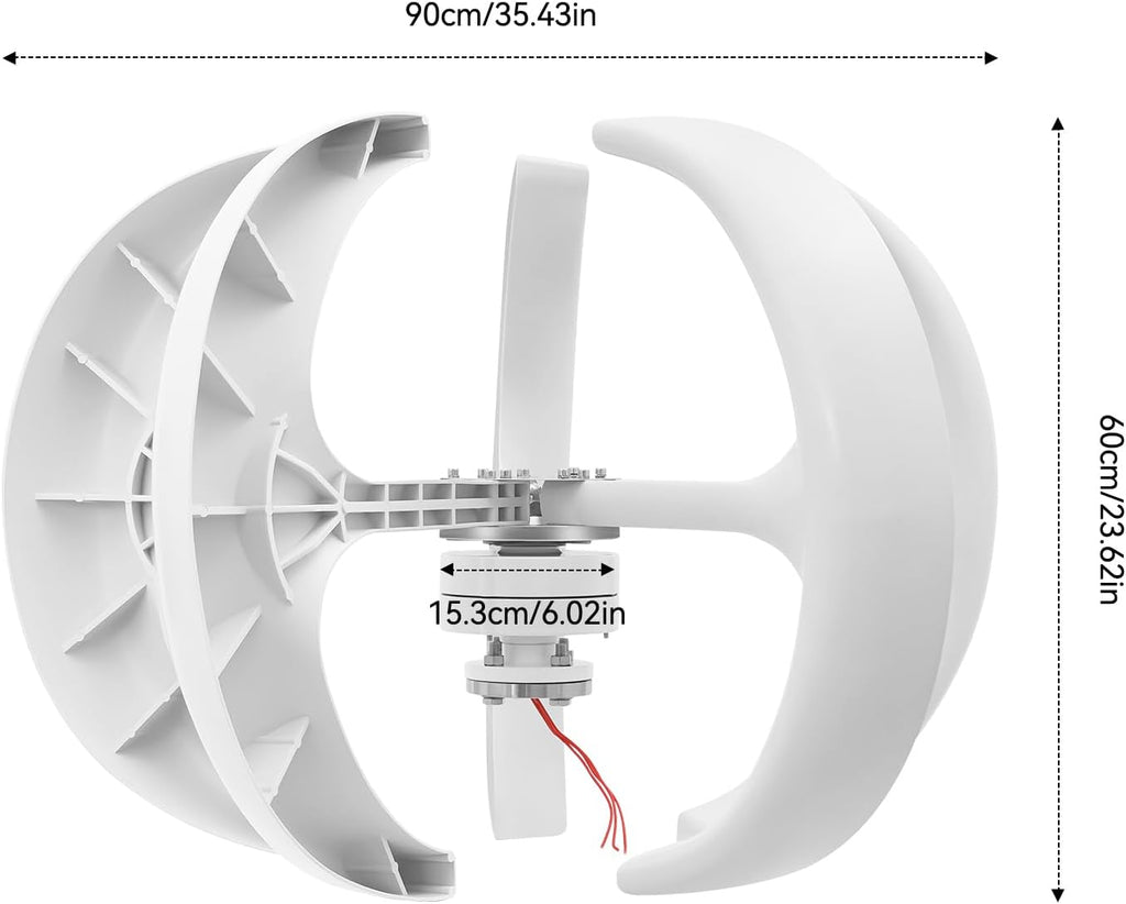 Wind Turbine Generator, 600W 24V Automatic Windmill Power Generator 5-Blade Home Wind Turbine System with Controller, Home Windmill Power Equipment Kit for Boats, Gazebos, Chalets