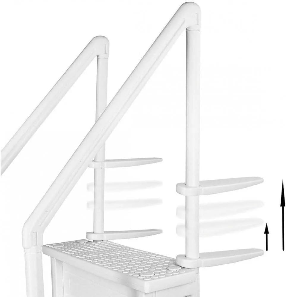 HYDROTOOLS by SWIMLINE 87940 Premium Resin in-Pool Step Entry Exit System with Handrails for Above Ground Pools | 48 to 54 Inch Height | with Extra Large Non Slip Treads and Sand Fillable Posts