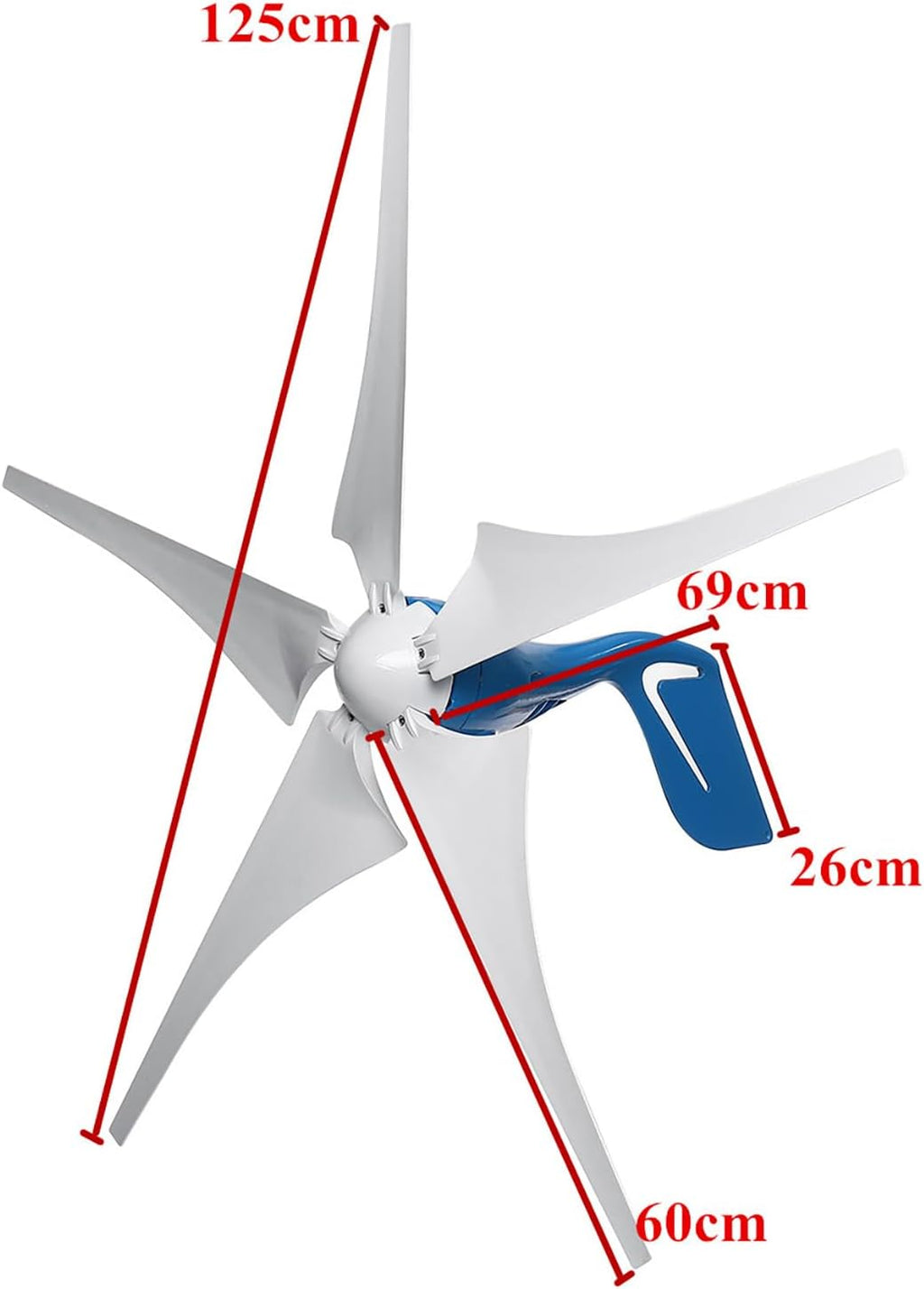 1000W / 1200W Wind Turbine Generator Kit 12V / 24V / 48V Wind Power Generator with 5 Blades and Controller, Pure Copper Coil Windmill Generator for Home, Hybrid Solar Wind System,1200w,24V