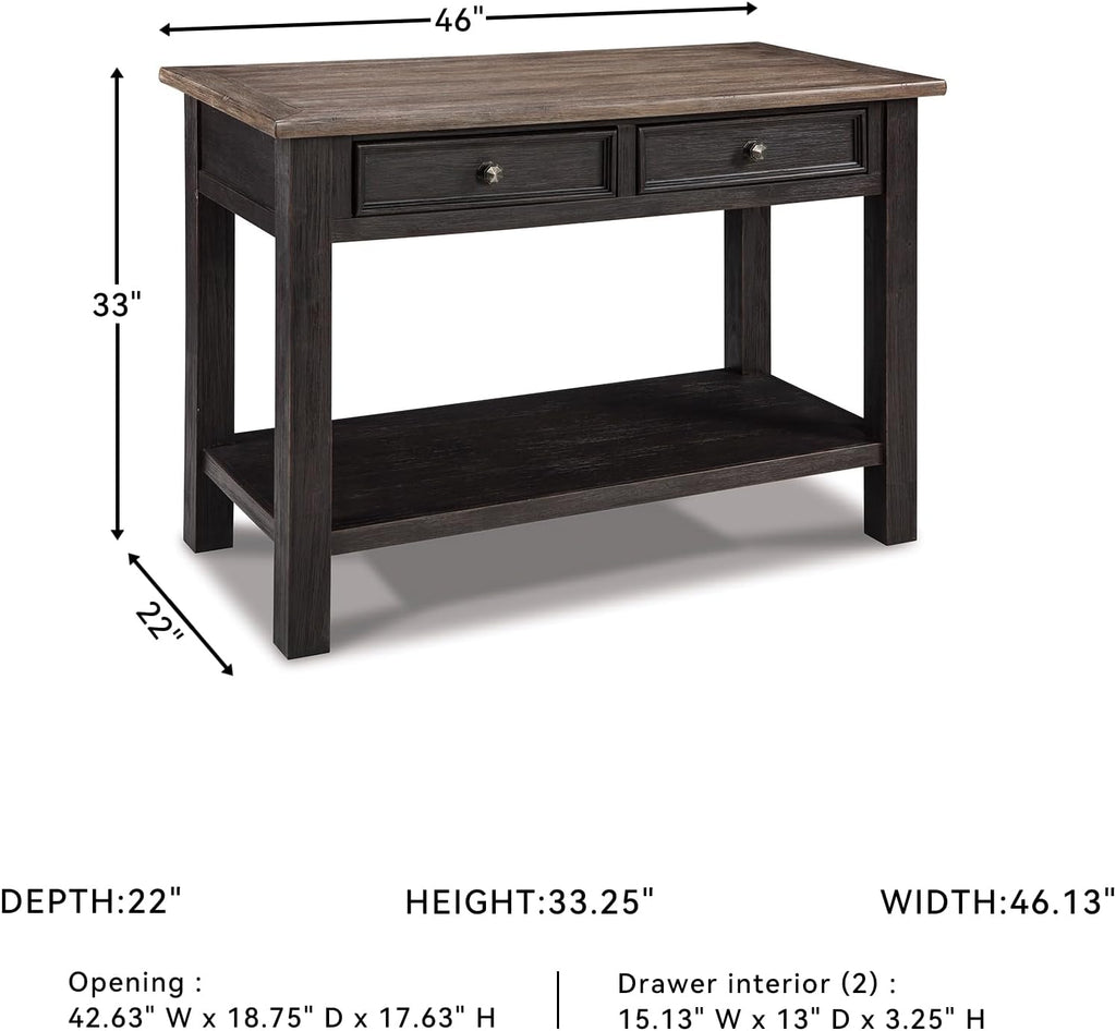 Signature Design by Ashley Tyler Creek Modern Farmhouse Sofa Table, Brown & Black