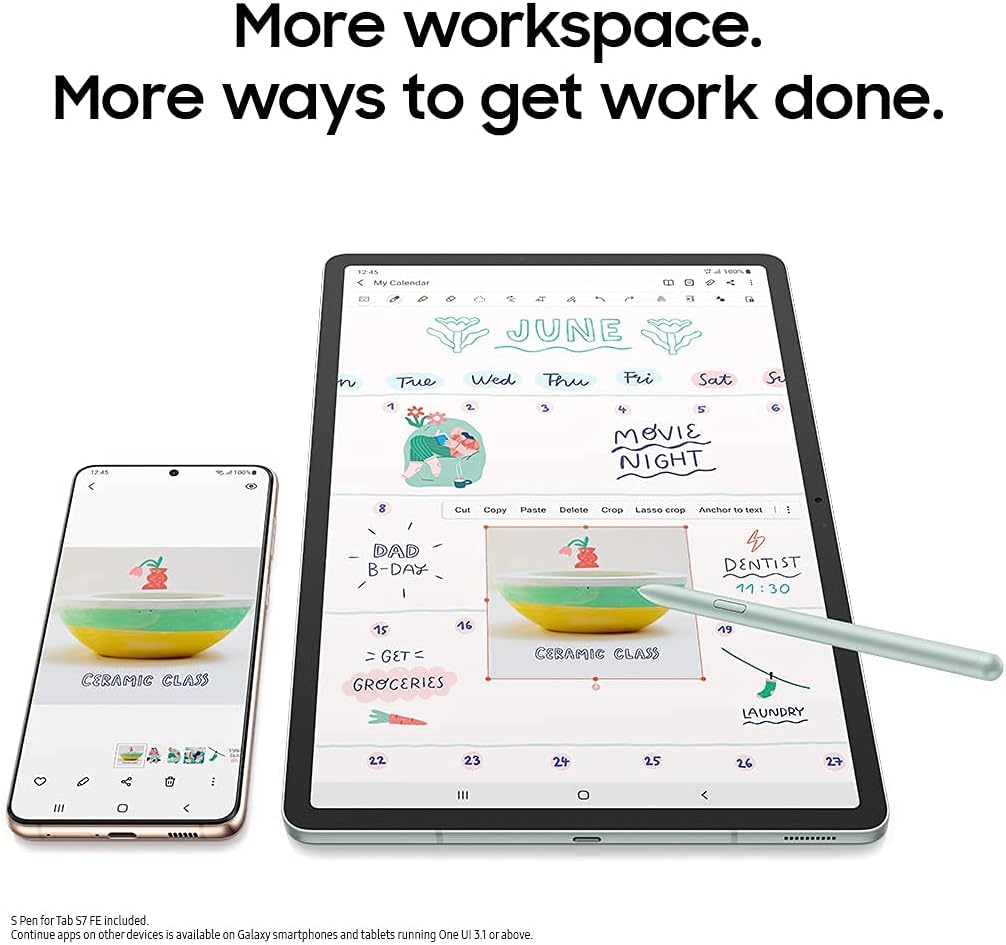 SAMSUNG Electronics Galaxy Tab S7 FE 2021 Android Tablet 12.4' Screen WiFi 64GB S Pen Included Long-Lasting Battery Powerful Performance, Mystic Silver (Renewed)