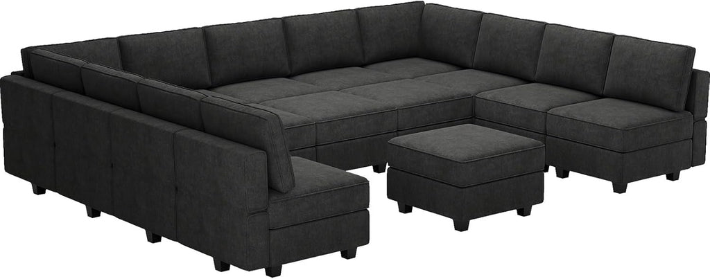Belffin Modular Sectional Sleeper Sofa Couch Bed Oversized U Shaped Cocuh with Storage Convertible Sleeper Sofa Bed. Black