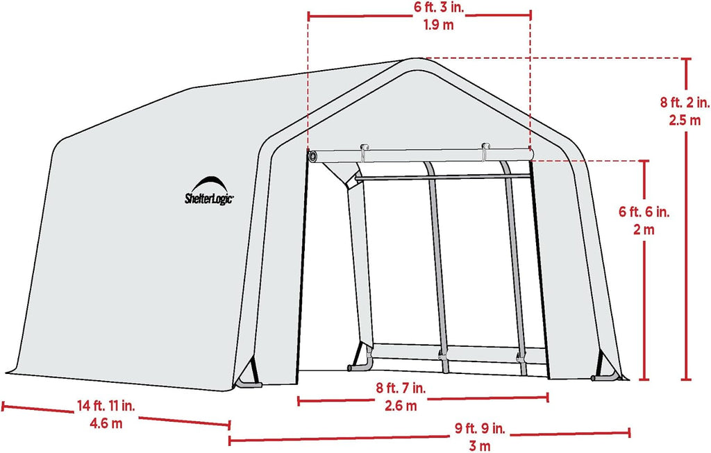 ShelterLogic Peak Style Roof Instant Garage Carport Car Canopy with Steel Frame and Waterproof UV-Treated Cover