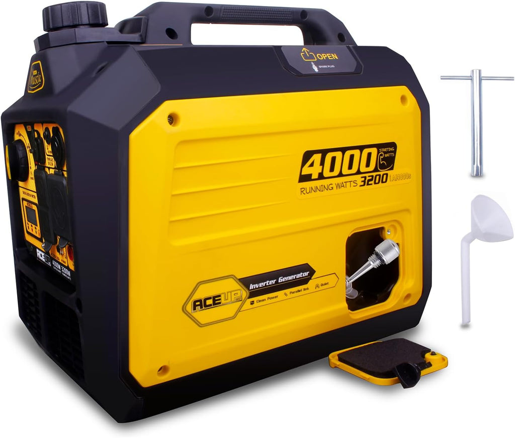 4000 Watt Portable Inverter Gas Generator with Power Plug Adapter