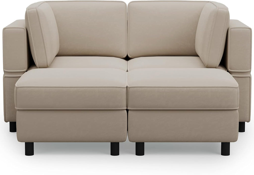 Belffin 63' Modular Sectional Sofa,Couch with Deep Seat,Convertible 4 Seat Sleeper Sofa with Movable Storage Ottoman Chaise,Upholstered Comfy Sectional Couches for Living Room,Grey Velvet
