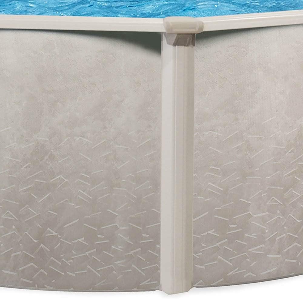 Aquarian Steel Outdoor Above Ground Pool Kit with Pool Liner, Skimmer, Pool Ladder, and Sand Filtration System and Pump, 24'