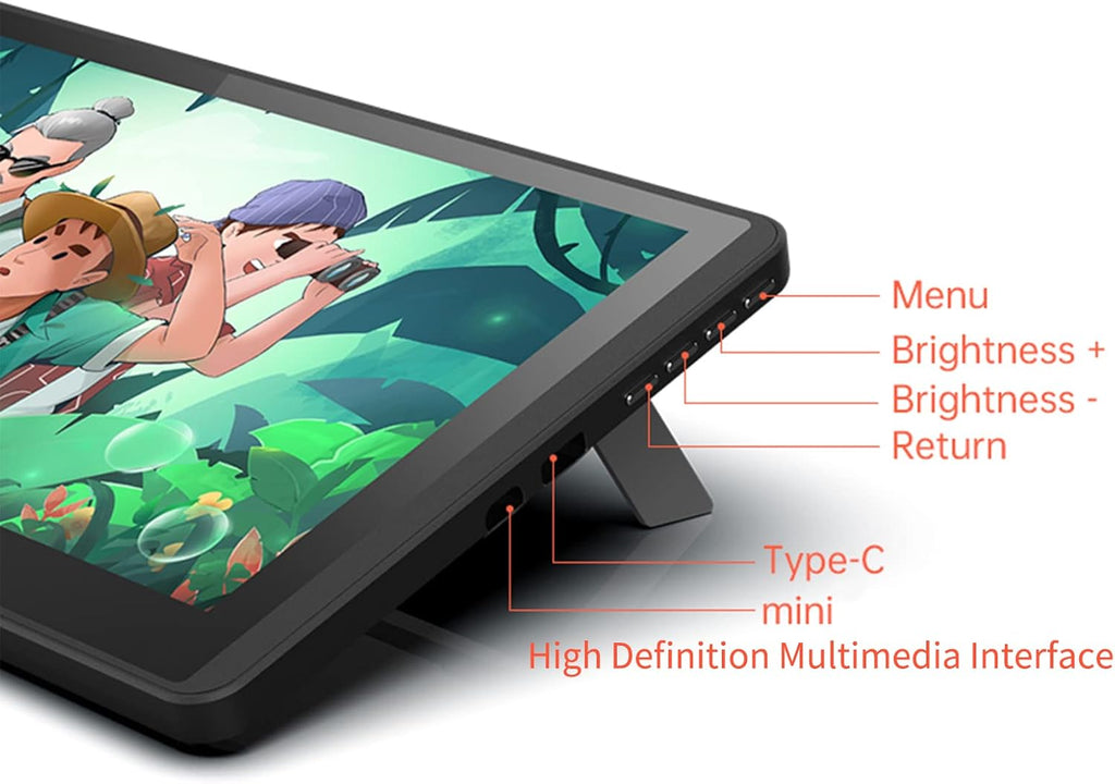 Mingzhe Drawing Tablet, 12HD-A H-IPS LCD Graphics Drawing Tablet Monitor 11.6 Inch Size 1366x768 Display 8192 Pressure Level with Interactive Stylus Pen and Tilt Function, USB-Powered Low Consumption