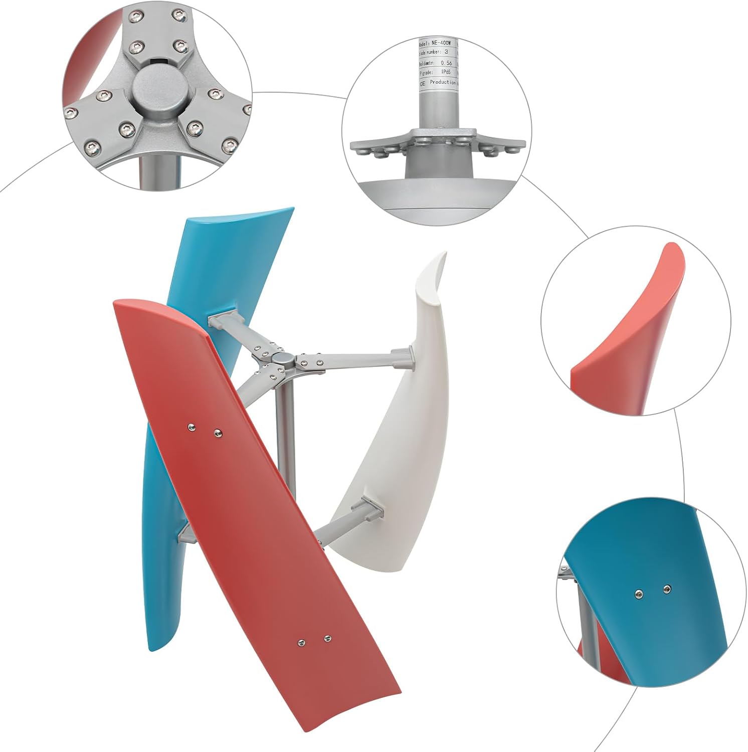 400W DC 24V Helix Maglev Axis Vertical Wind Power Turbine Generator, 3 Blade Spiral Wind Generator Kit with Charge Controller for Marine Home Industrial Energy