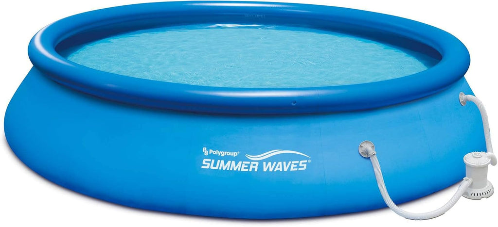 Summer Waves 15ft x 36in Quick Set Inflatable Outdoor Above Ground Round Swimming Pool with Filter Pump, (Air Pump not Included)