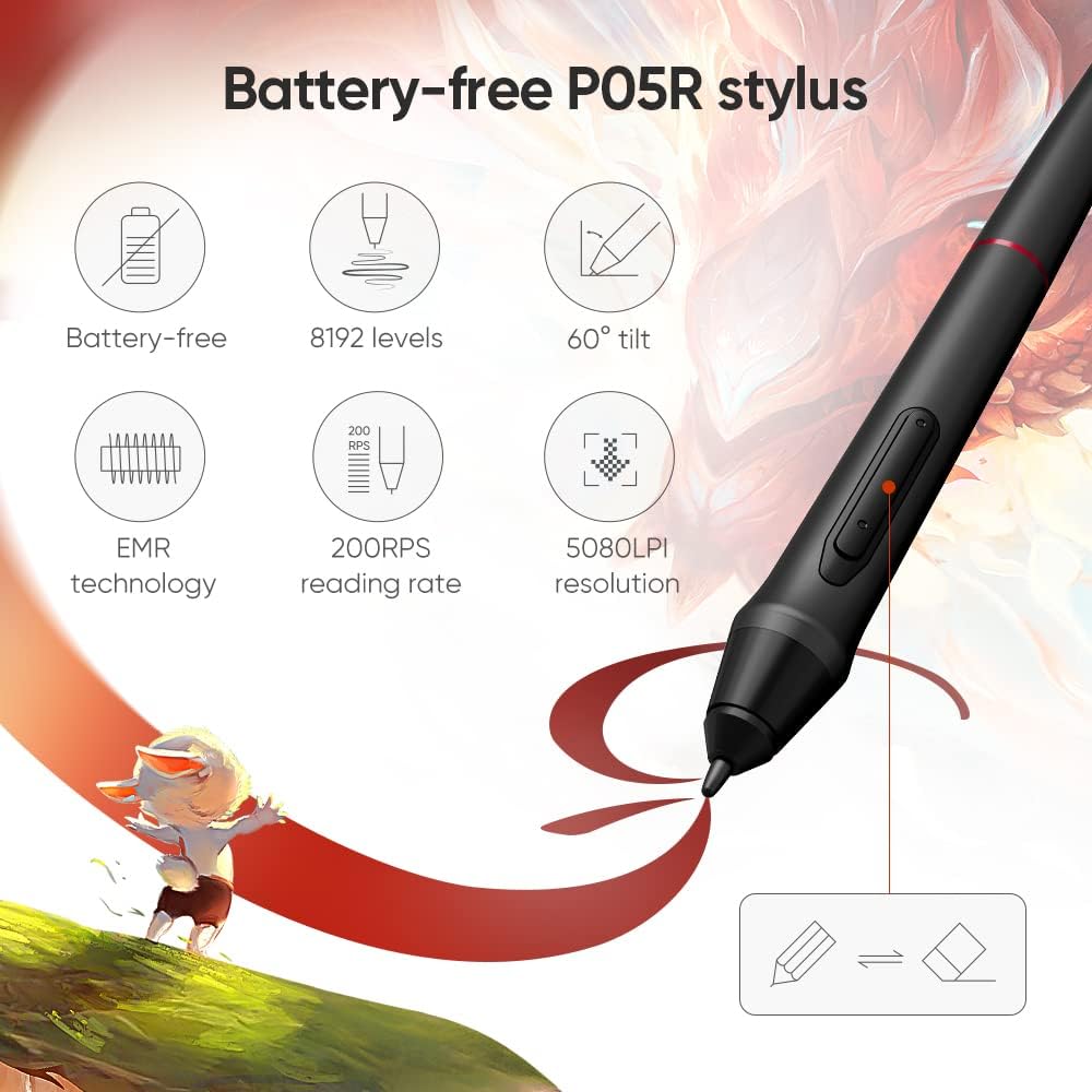 XPPen Artist24 FHD Drawing Tablet with Screen - 23.8' Drawing Monitor Full-Laminated Pen Display with 8192 Pressure Levels and Battery-Free Pen, Adjustable Stand for Digital Drawing and Animation