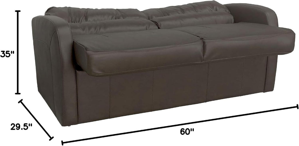 RecPro Charles Collection 60' RV Jack Knife Sofa w/Arms | Sleeper Sofa | Couch | Living Room (Slideout) Furniture | Camper | Chestnut