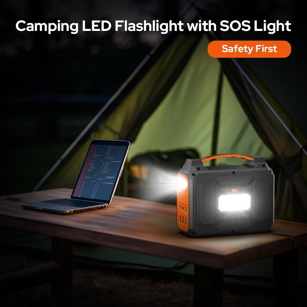Portable Solar Power Station with Foldable Solar Panel 60W, 110V AC Outlet Camping Solar Powered Generator with Panels, Solar Powered Power Bank Generator for Laptop Smart Devices RV Outdoor Backup