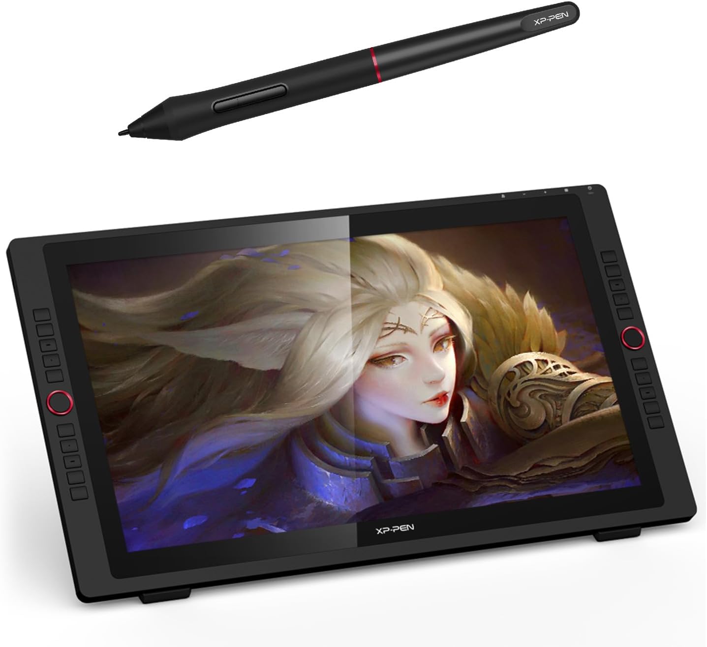 XPPen Artist 24 Pro 2.5K QHD Drawing Tablet with Screen,16.7M Colors Graphics Tablet with 8192 Pen Pressure Battery-Free Tilt Stylus and XPPen PA2 8192 Pen Pressure Battery-Free Stylus