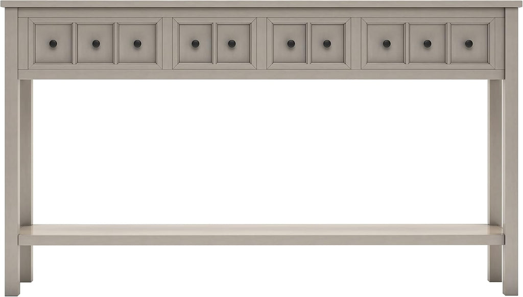 Merax Sofa Table 60 inch Sofa Table Long Console Table with Drawers and Shelf for Entryway Easy Assembly Hallway Table