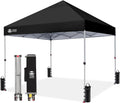 CROWN SHADES 8x8 Pop Up Canopy, Patented Center Lock One Push Instant Popup Outdoor Canopy Tent, Newly Designed Storage Bag, 8 Stakes, 4 Ropes, Silver-Coated Black