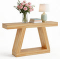 55 Inches Console Table, Sofa Table Behind Couch, 2-Tier Wooden Entry Tables for Entryway Foyer Hallway, Industrial Console Tables with Open Storage Shelf for Living Room